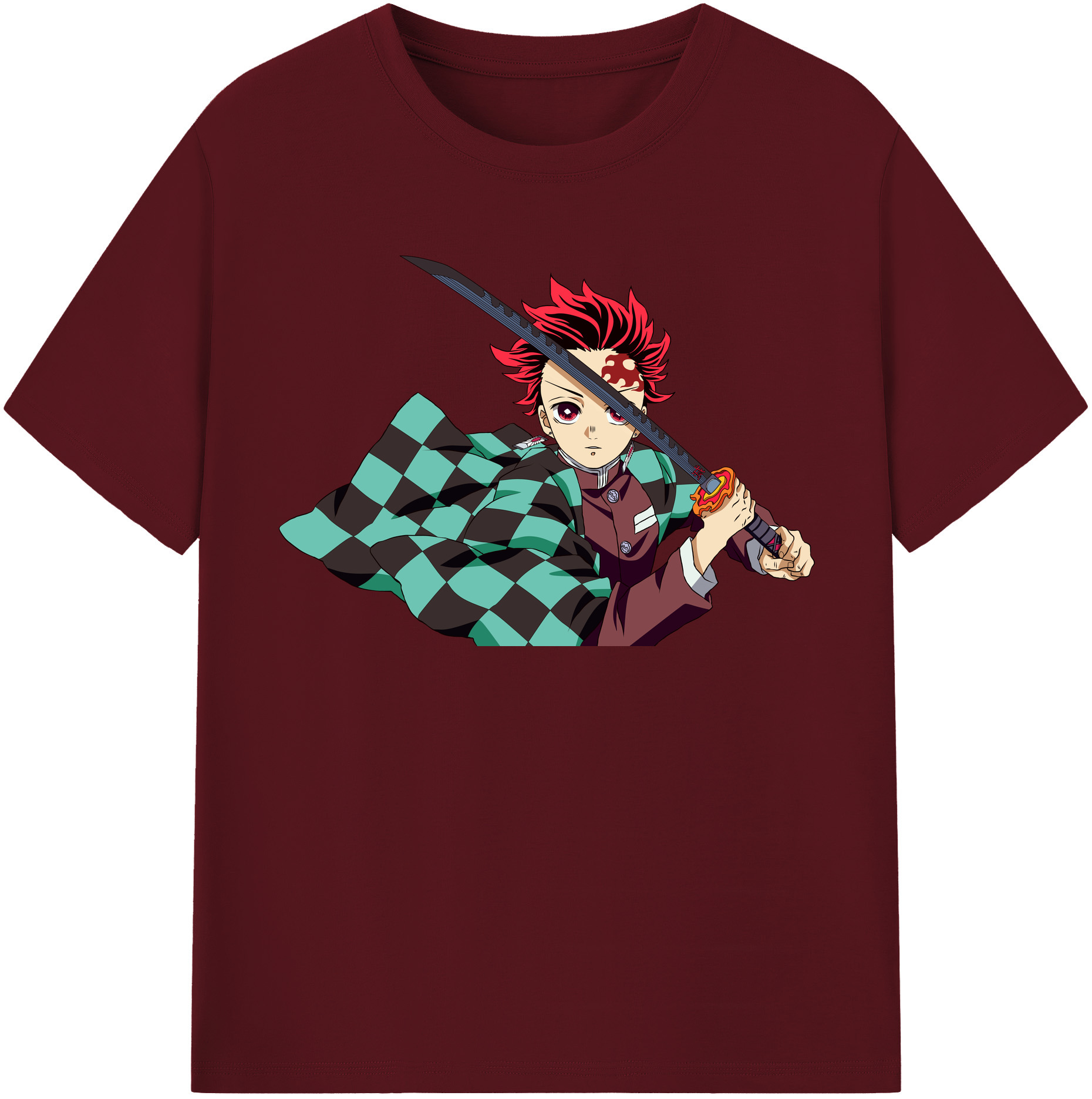 （画像用） 鬼滅の刃 竈門 炭治郎／かまど たんじろう Kamado Tanjirou 綿100％半袖Tシャツ（フロントプリント）